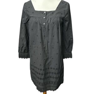 Madewell Women’s Black Eyelet Knee Length Casual Dress Long Sleeved size Small